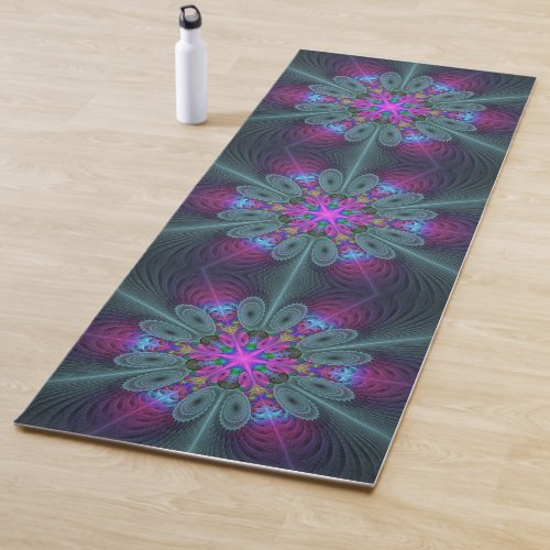 Mandala From Center Colorful Fractal Art With Pink Yoga Mat