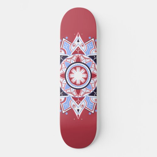 Mandala Geometric Abstract Pattern Red Skateboard