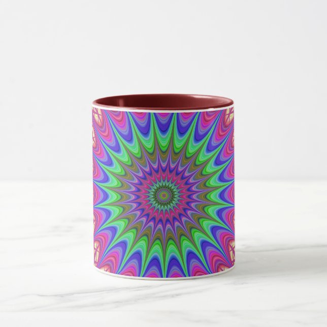 Mandala Geometric Psychedelic  Retro Hippie Mug (Center)