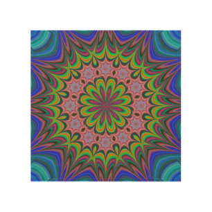 Mandala Geometric Rosette Retro Hippie Wood Wall Art