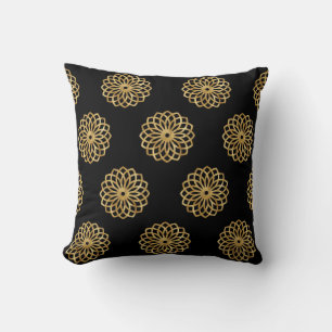 Mandala  Gold and Black  Throw Pillow