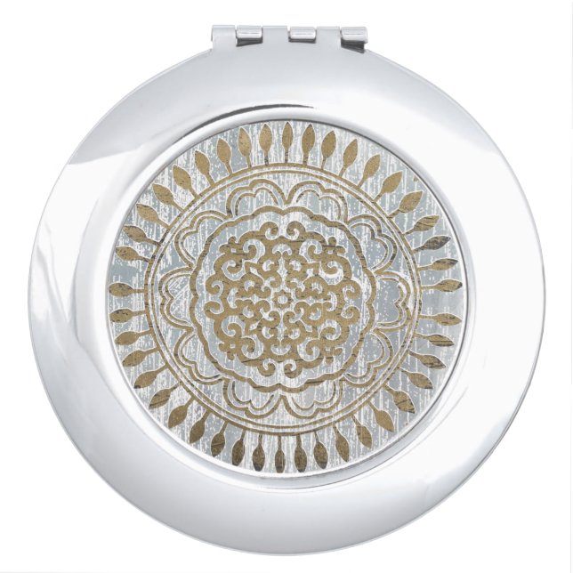 Mandala Gold Design Compact Mirror (Front)