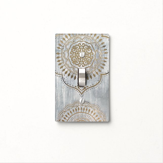 Mandala Gold Design Light Switch Cover (In Situ)