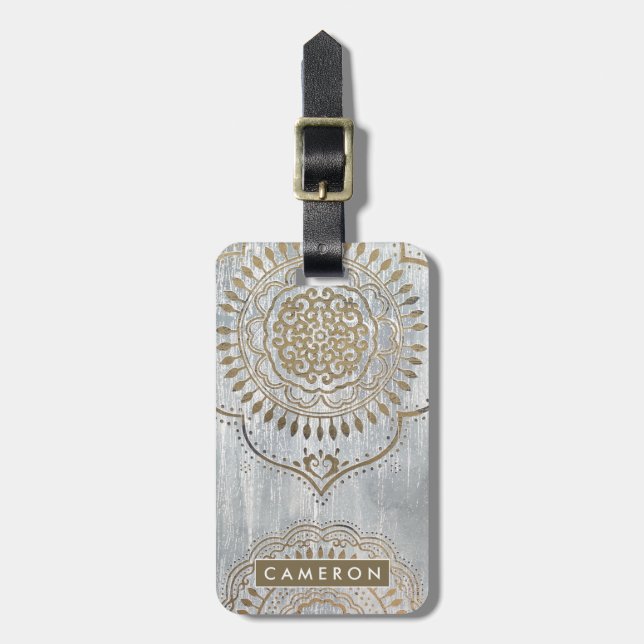 Mandala Gold Design Luggage Tag (Front Vertical)