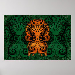 Mandala gold Dreamcatcher Seahorse concept art Poster