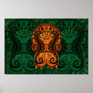 Mandala gold Dreamcatcher Seahorse concept art Poster