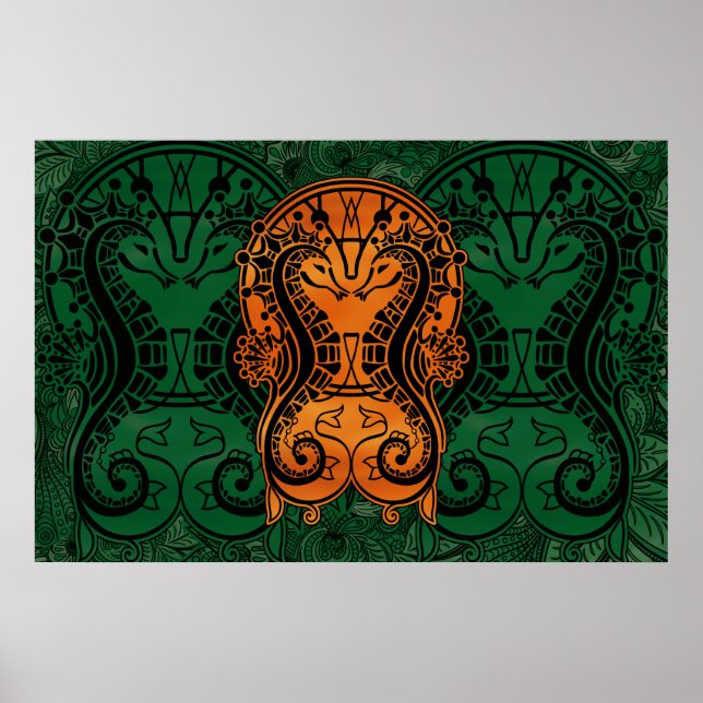 Mandala gold Dreamcatcher Seahorse concept art Poster (Front)