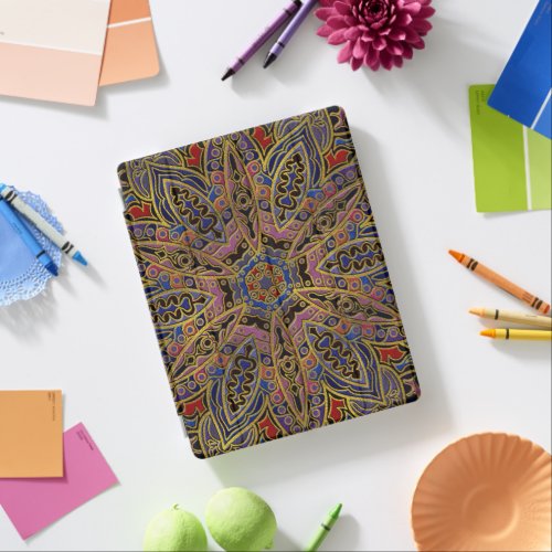 Mandala Gold Embossed on Faux Leather iPad Smart Cover