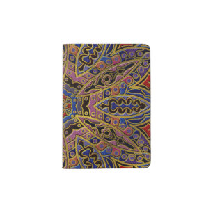 Mandala Gold Embossed on Faux Leather Passport Holder