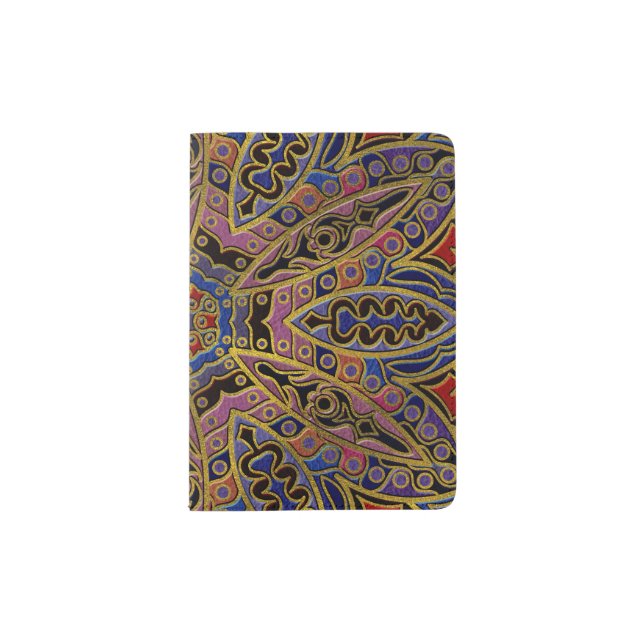 Mandala Gold Embossed on Faux Leather Passport Holder (Front)