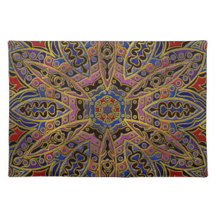Mandala Gold Embossed on Faux Leather Placemat