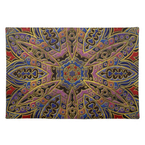 Mandala Gold Embossed on Faux Leather Placemat