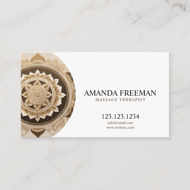 Mandala Gold Massage Therapist Business Card (Front)