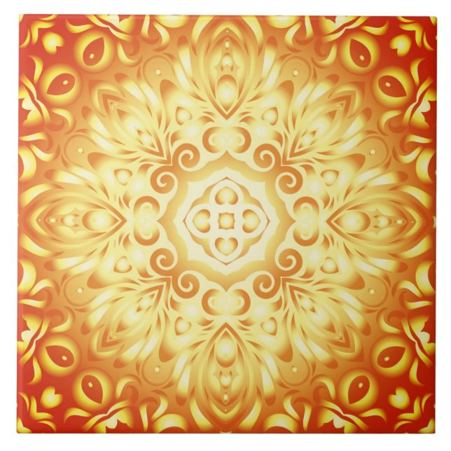 Mandala gold pattern on ceramic tile (Front)