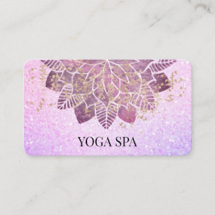 *~* Mandala +  Gold Pink Glitter Spiritual Yoga Business Card