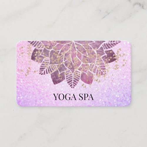  Mandala   Gold Pink Glitter Spiritual Yoga Business Card