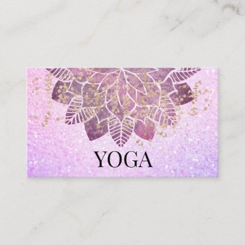  Mandala Gold Pink Glitter Spiritual Yoga Business Card