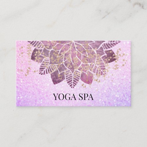  Mandala _  Gold Pink Glitter Spiritual Yoga Business Card