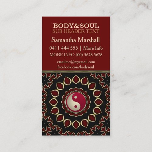 Mandala Gold Red YinYang New Age Business Cards