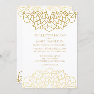 Mandala Gold White Pattern Personalized Wedding Invitation