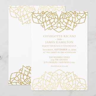 Mandala Gold White Pattern Personalized Wedding Invitation