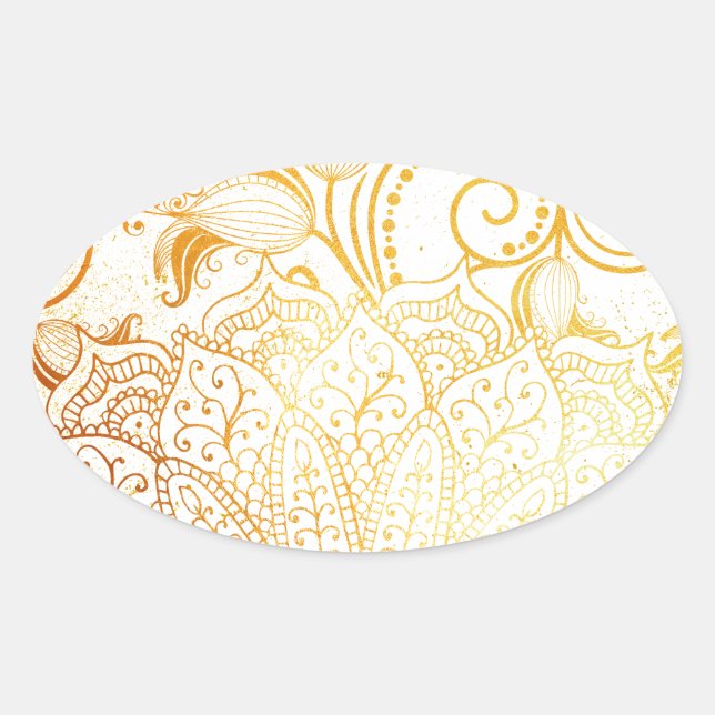Mandala - Golden brush Oval Sticker (Front)