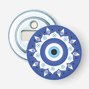 Mandala Greek Evil Eye Blue White Bottle Opener