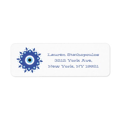Mandala Greek Evil Eye Blue White Label