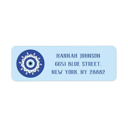 Mandala Greek Evil Eye Blue White Label