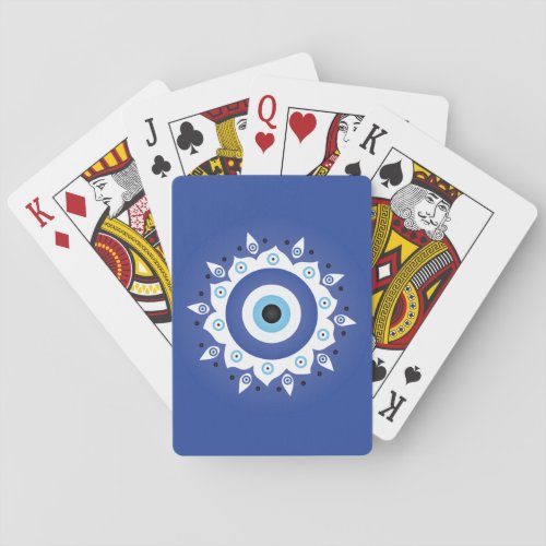 Mandala Greek Evil Eye Blue White Playing Cards