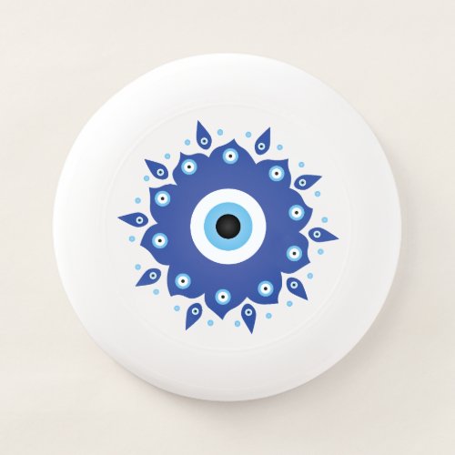 Mandala Greek Evil Eye Blue White Wham_O Frisbee
