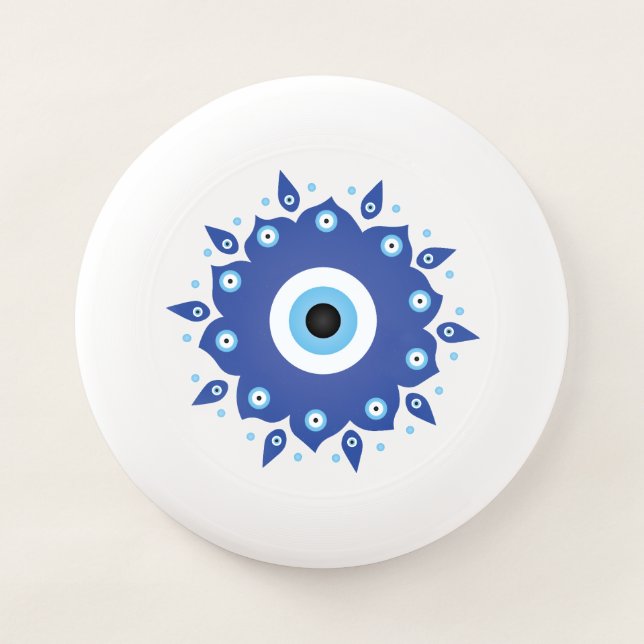 Mandala Greek Evil Eye Blue White Wham-O Frisbee (Front)
