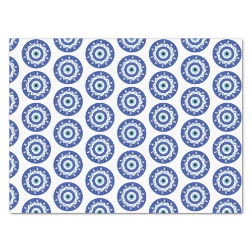 Mandala Greek Evil Eye Pattern Blue White Tissue Paper