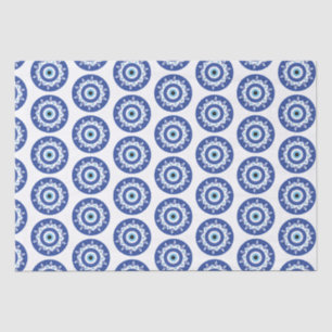 Mandala Greek Evil Eye Pattern Blue White Tissue Paper