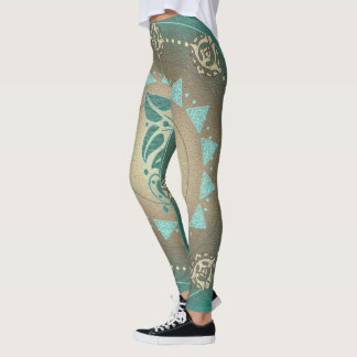 Mandala Green Beige - Leggings