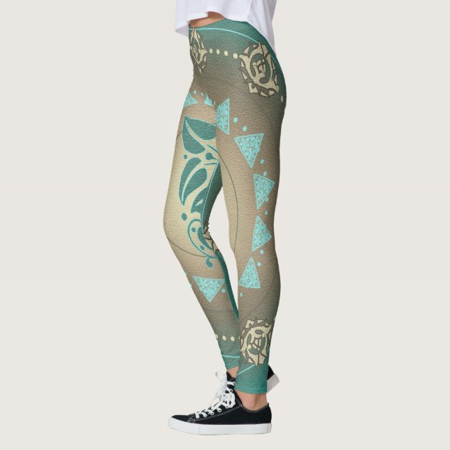 Mandala Green Beige - Leggings (Left)