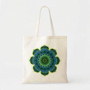 Mandala green blue tote bag
