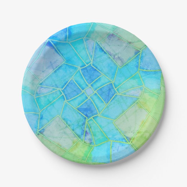 Mandala Green Chalk Sketch Paper Plates (Front)