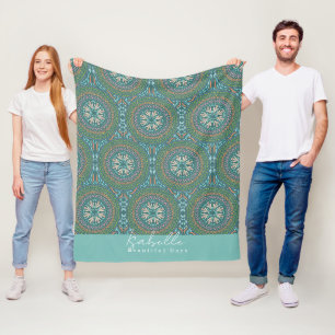 Mandala Green Fleece Blanket