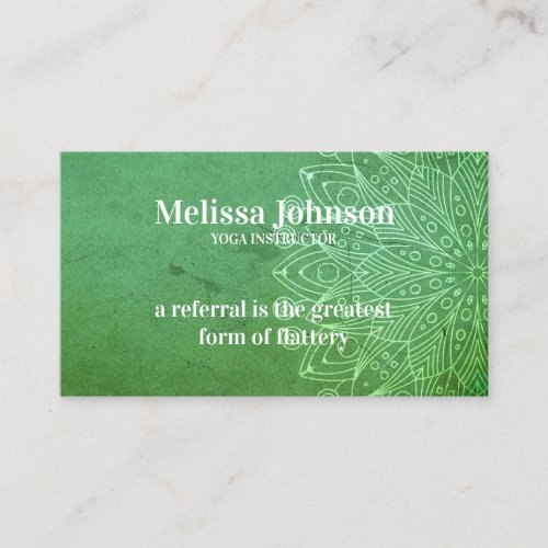 Mandala Green Yoga Meditation Refer a Friend Referral Card