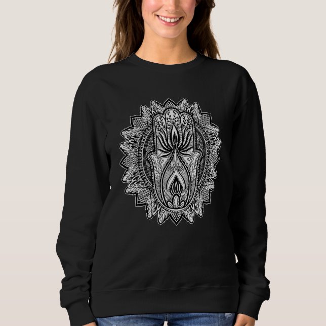 Mandala Hamsa Hand Hindu Meditation Yoga Spiritual Sweatshirt (Front)