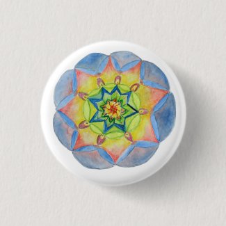 Mandala Hand painted blue mandala Button