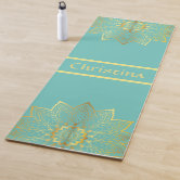 Elegant Gold Light Teal Mandala Floral Yoga Mat