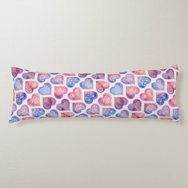 Mandala Heart Pattern Body Pillow (Front)