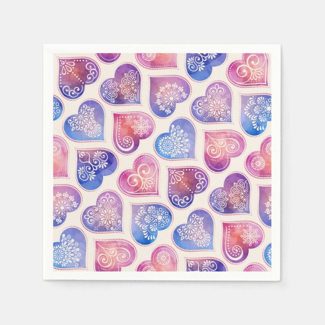 Mandala Heart Pattern Napkins (Front)