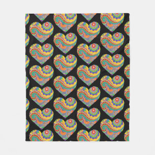 Mandala Hearts Fleece Blanket
