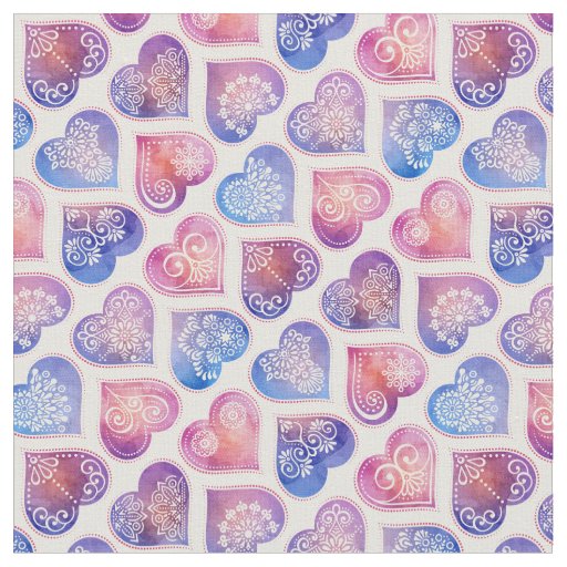 Mandala Hearts Pattern Fabric