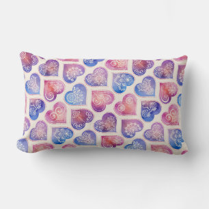 Mandala Hearts Pattern Lumbar Pillow