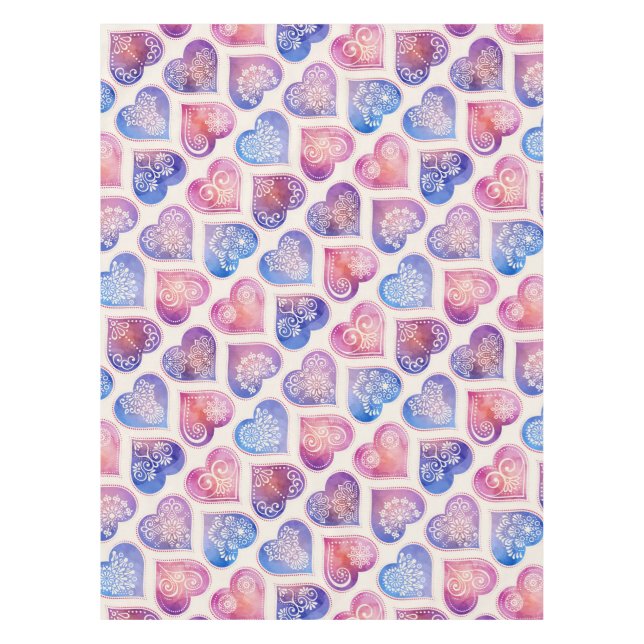 Mandala Hearts Pattern Tablecloth (Front)