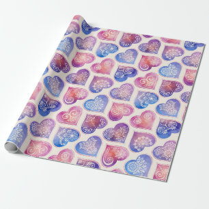 Mandala Hearts Pattern Wrapping Paper